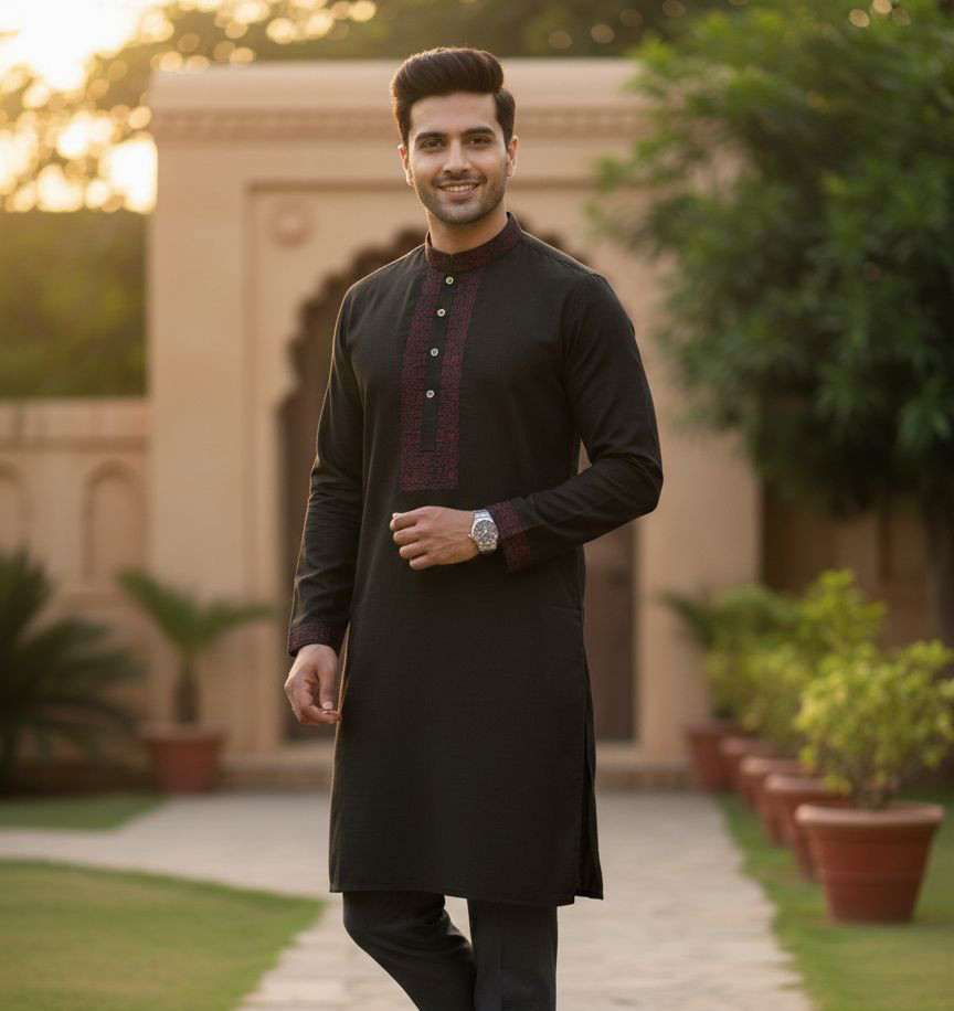 Premium China Zafraan Stitch Cotton Panjabi P-01