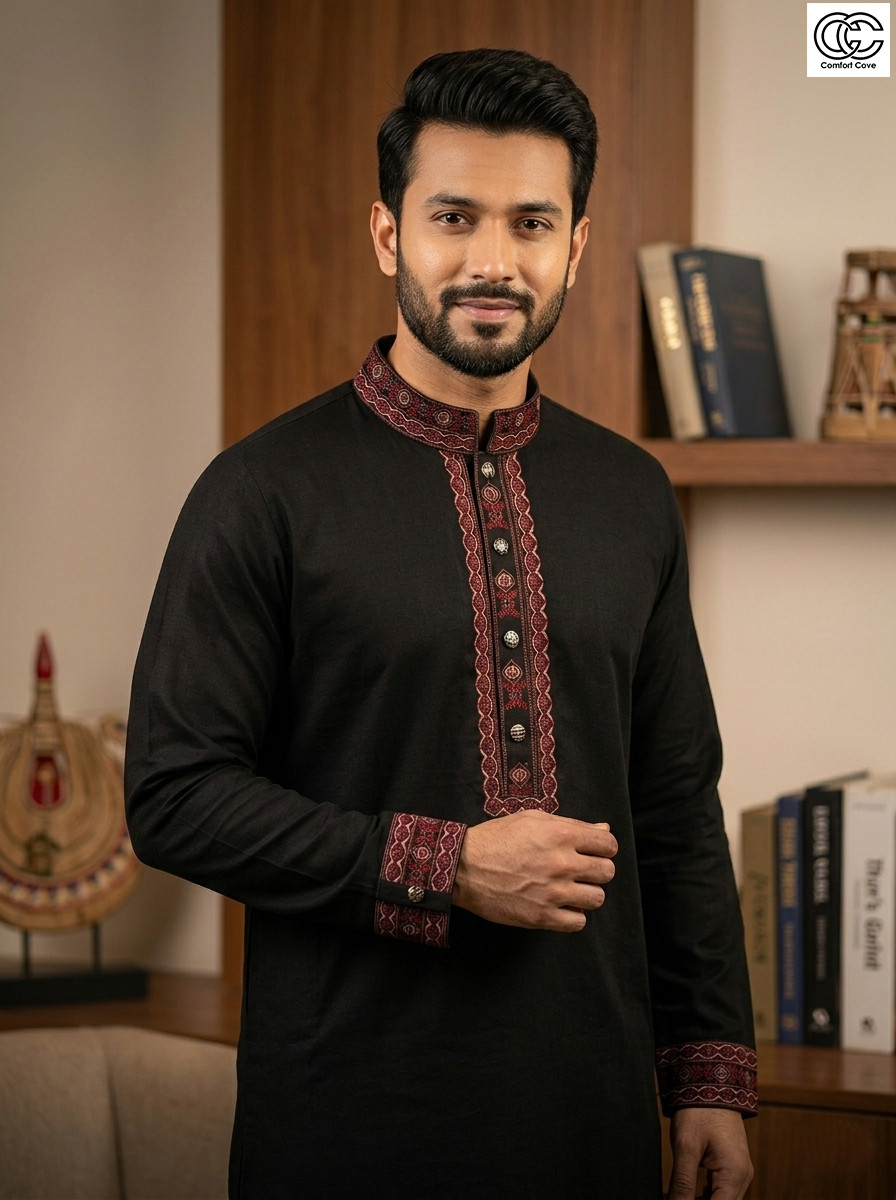 Premium China Zafraan Stitch Cotton Panjabi P-03